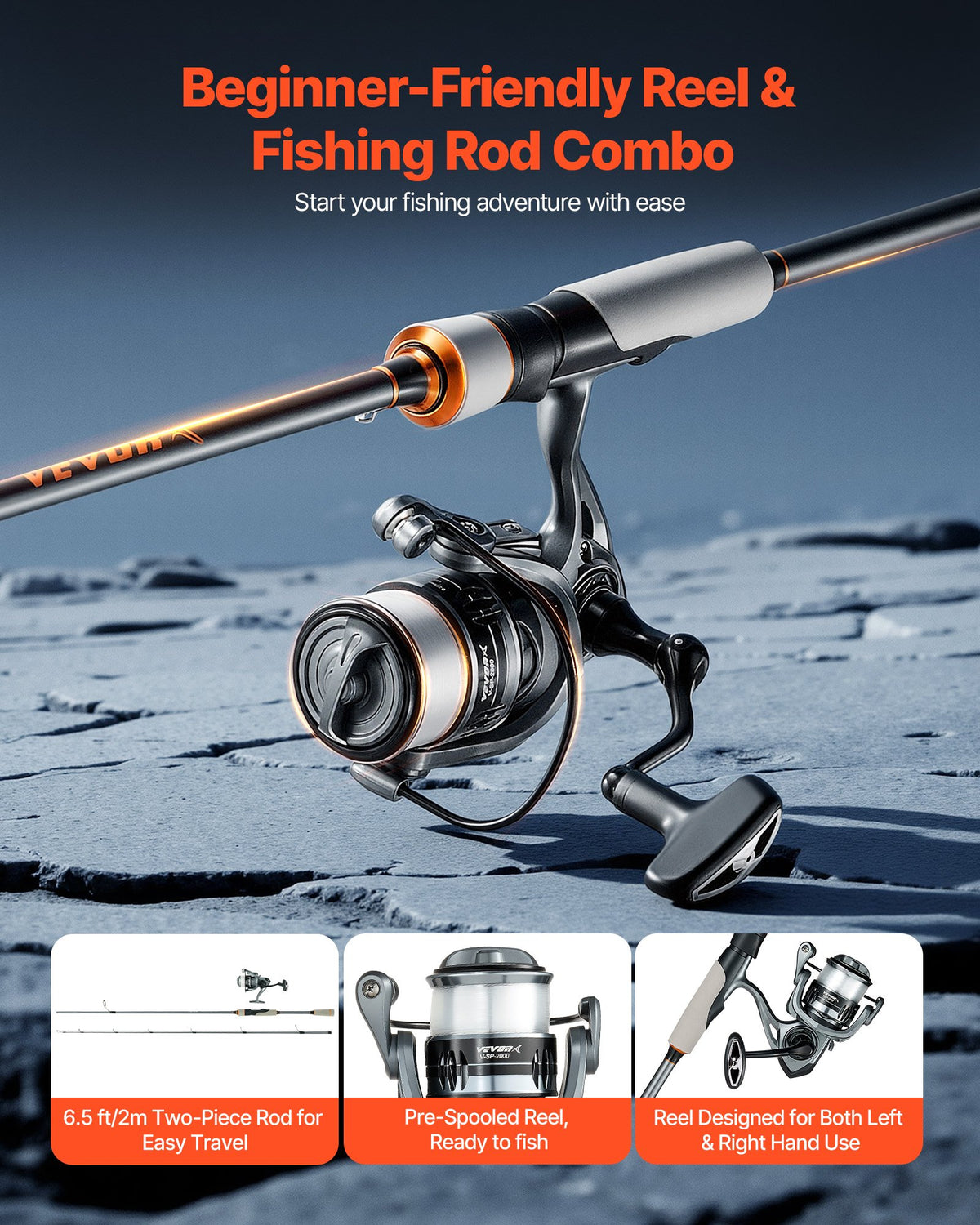 Spinning rod and reel fishing combo - view 2