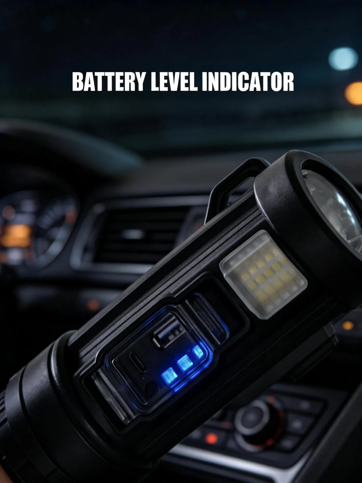 Rechargeable Handheld Spotlight with Solar Panel & COB Side Light - view 2