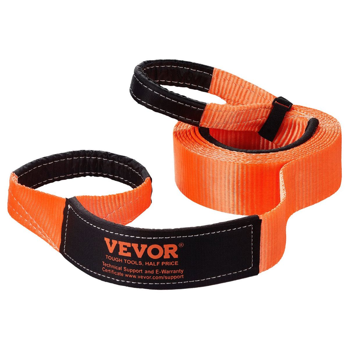 Heavy duty tow strap with D-ring shackles