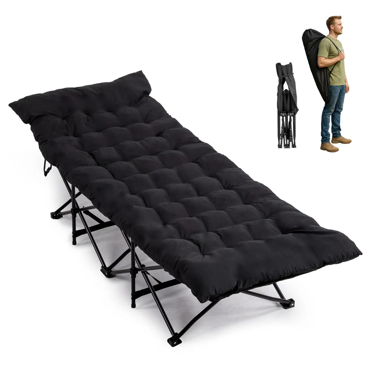 Folding Camping Cot with Soft Pad