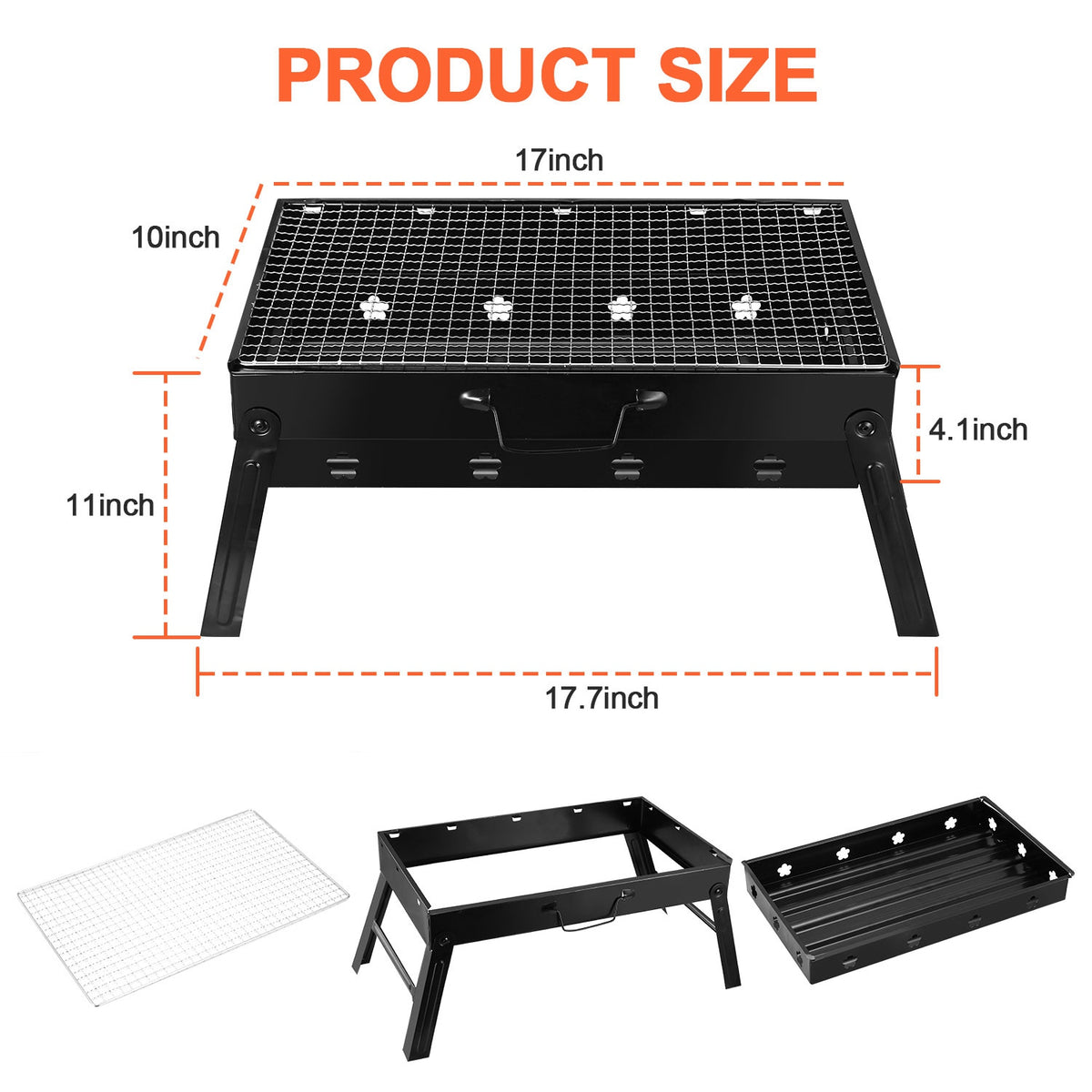 Portable folding charcoal BBQ grill - view 10