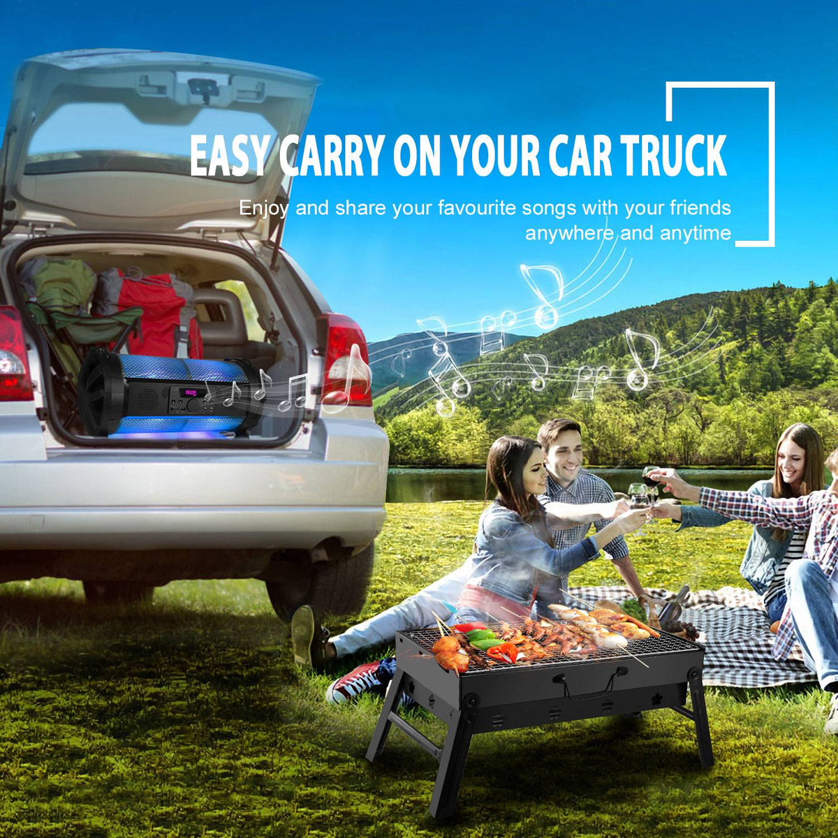 Portable folding charcoal BBQ grill - view 7