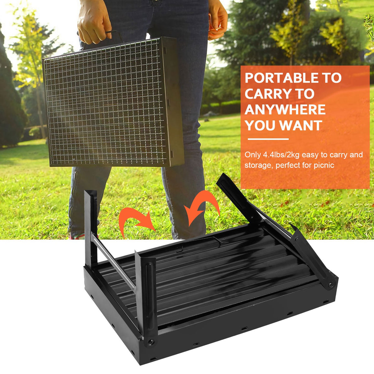 Portable folding charcoal BBQ grill - view 2