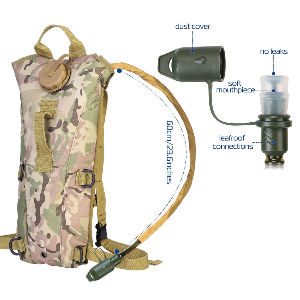 Tactical Hydration Pack with 3L Water Bladder - view 6