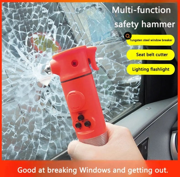 Car Safety Hammer with Flashlight & Red Warning Light - view 3
