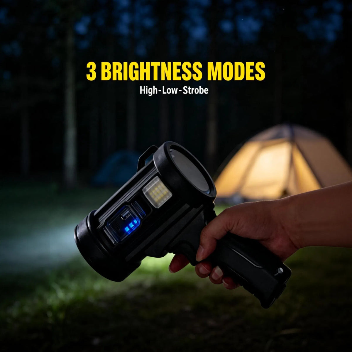 Rechargeable Handheld Spotlight with Solar Panel & COB Side Light - view 4