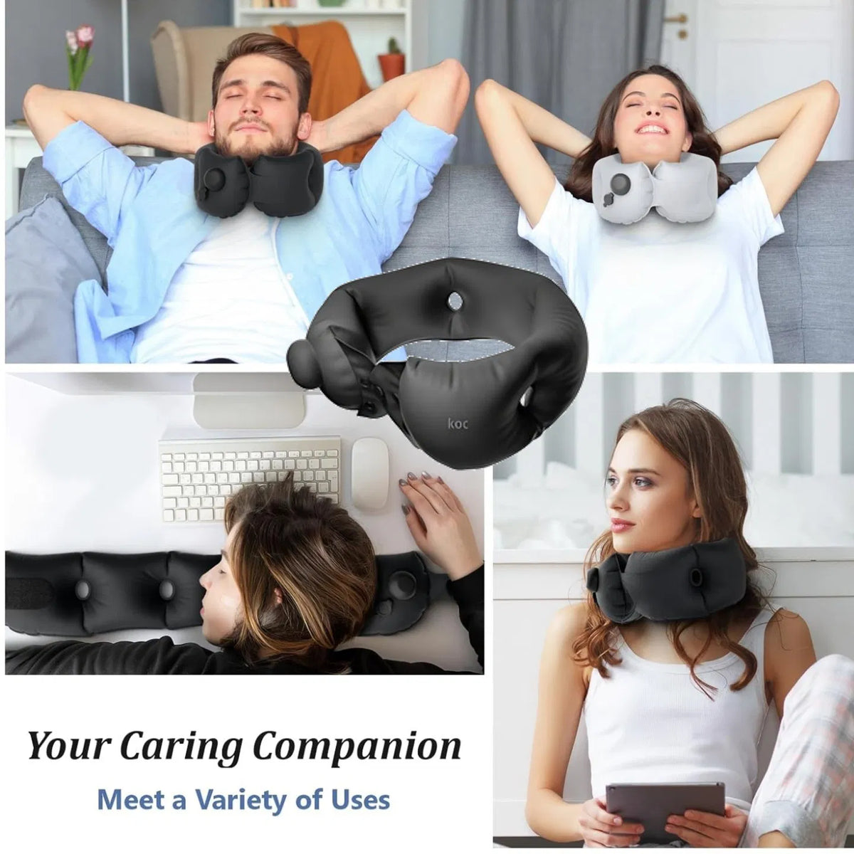 Inflatable travel and camping neck pillow - view 4