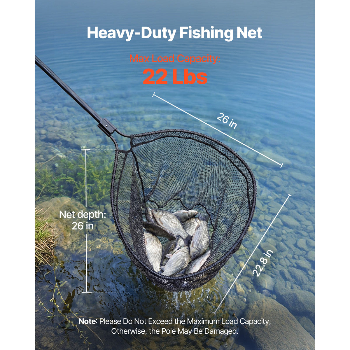 Telescopic fishing landing net with aluminum handle - view 4
