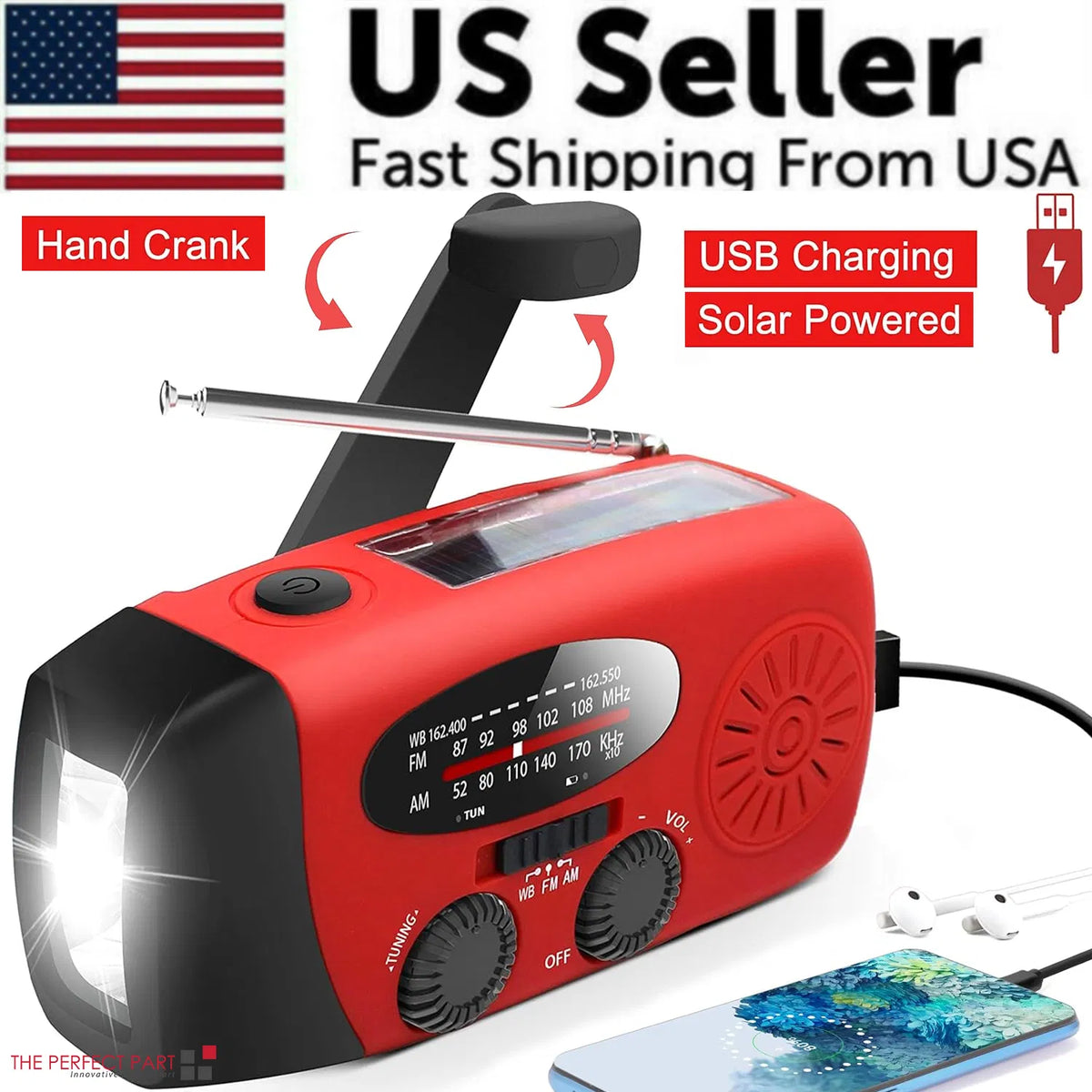Emergency Hand-Crank Solar Weather Radio