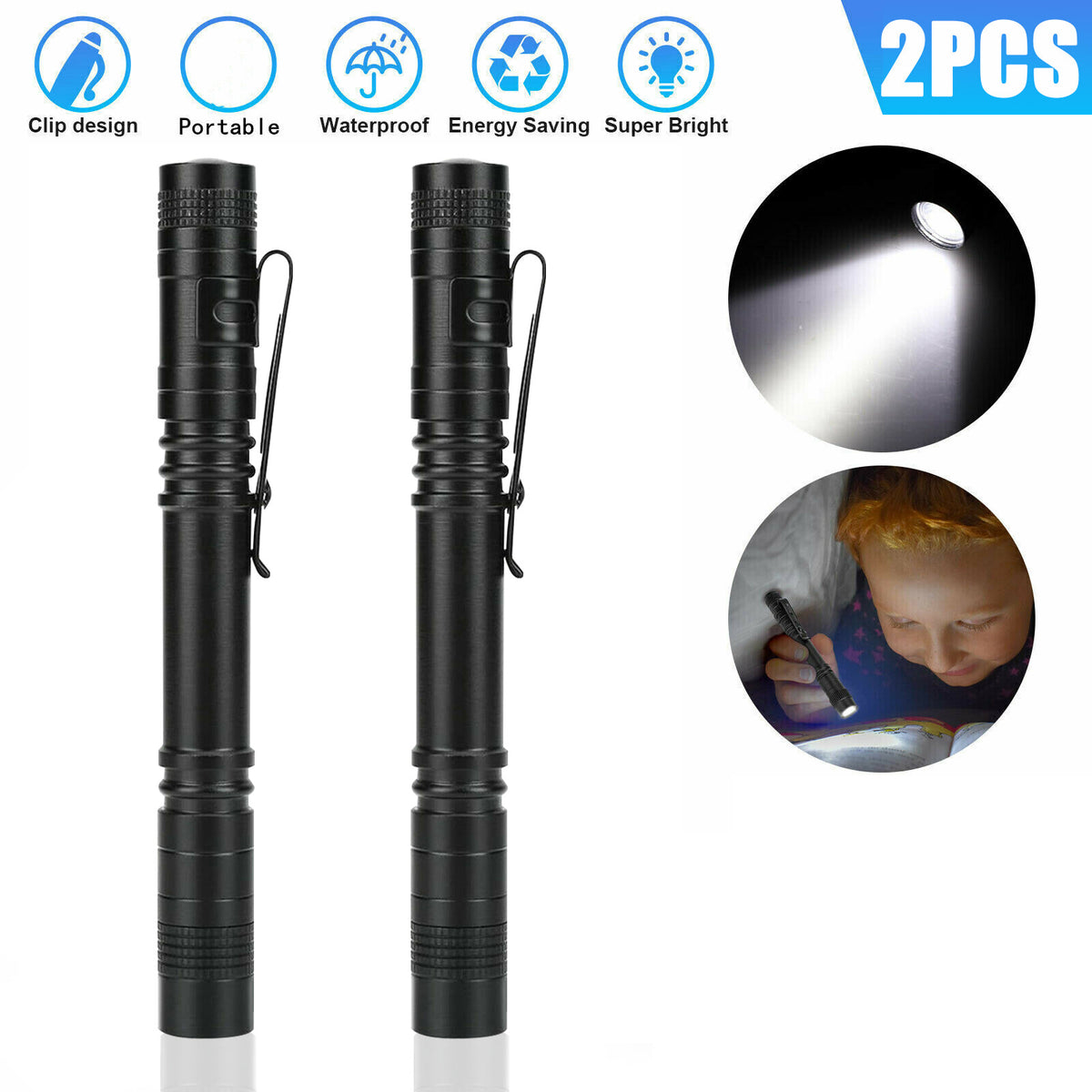 Mini Tactical LED Penlight 2-Pack