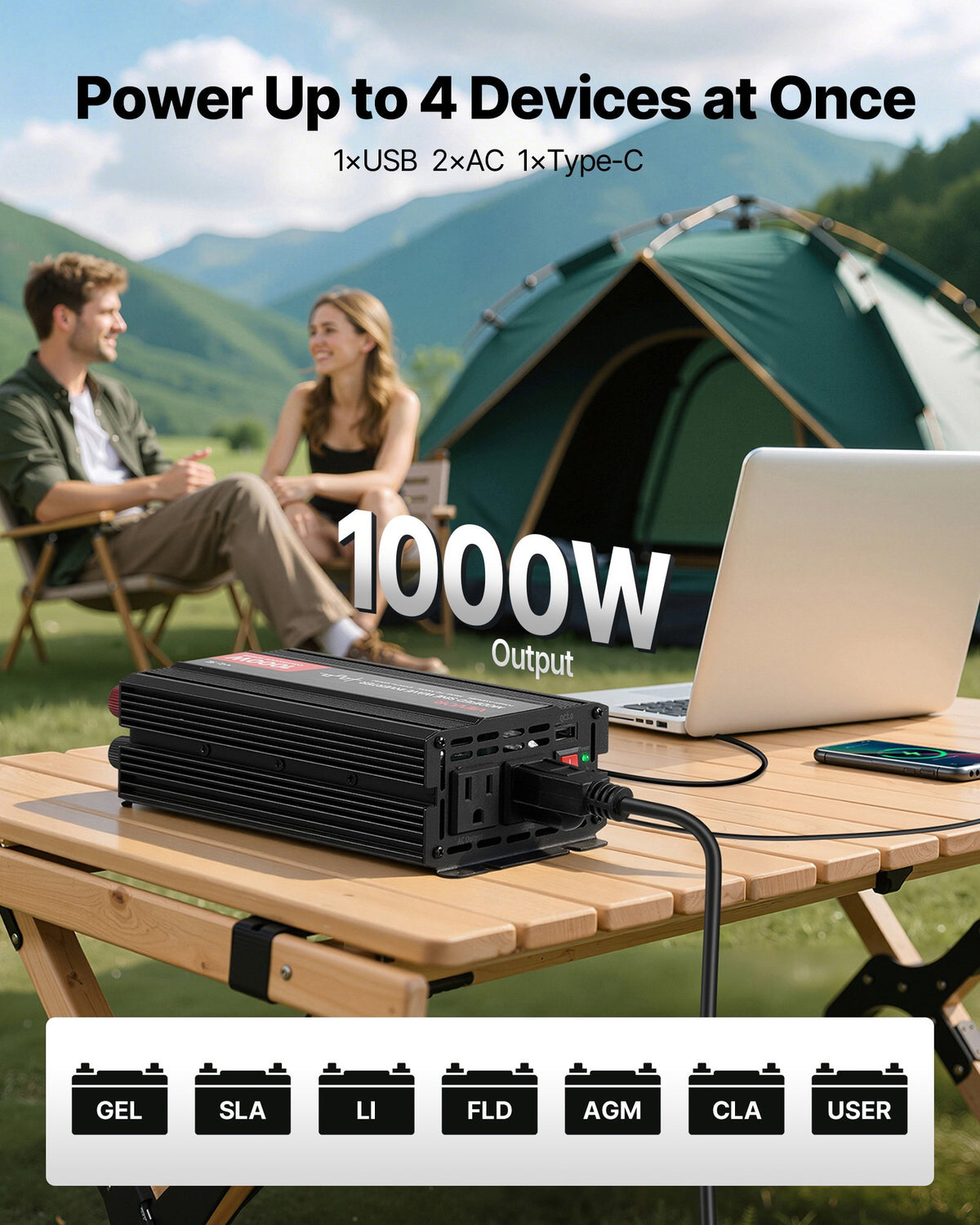 1000W car power inverter with USB and Type-C - view 4
