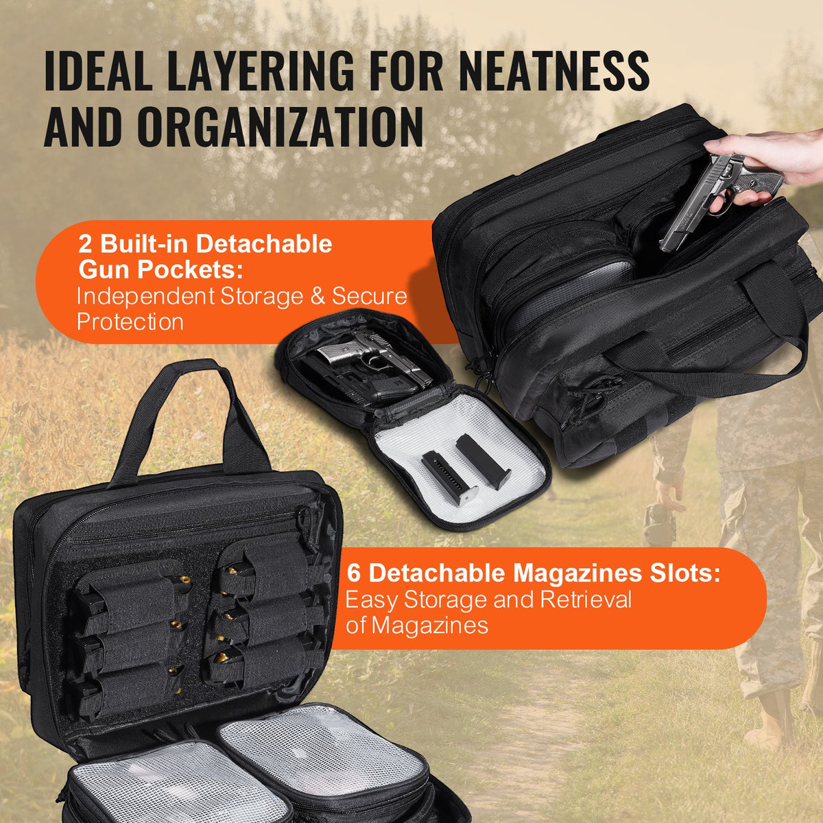 Tactical range backpack with pistol cases - view 3