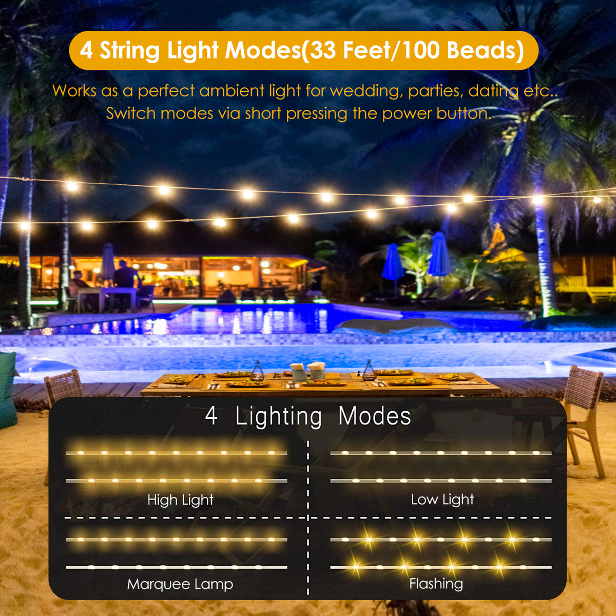 4-in-1 Rechargeable Camping Lantern with 33 ft String Light & Power Bank - view 7