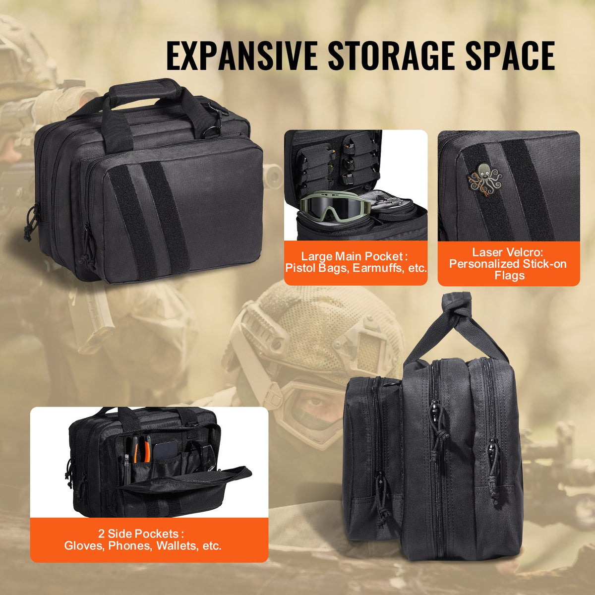 Tactical range backpack with pistol cases - view 4
