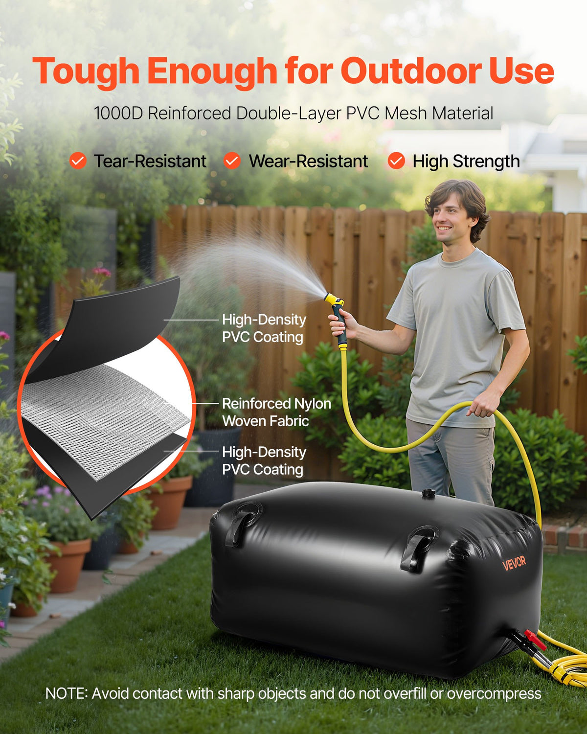 Collapsible 63.4 gallon water storage bladder - view 3