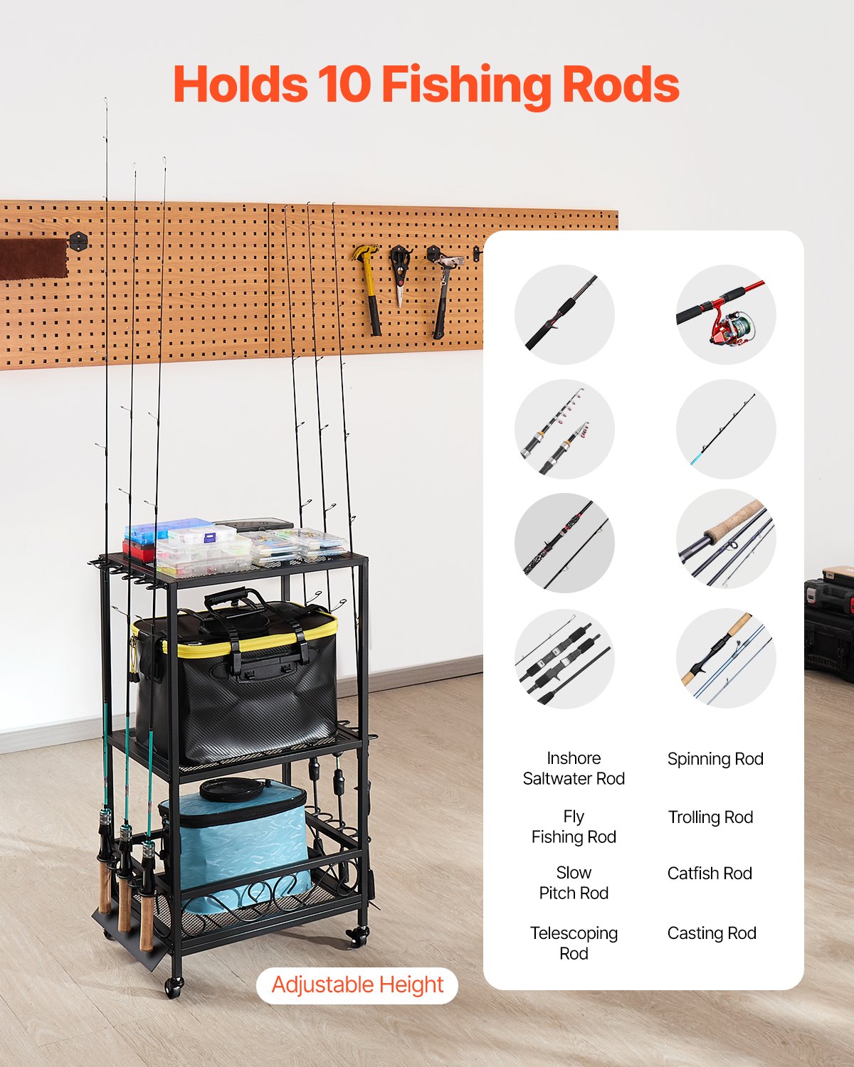 Rolling Fishing Rod Rack Cart - view 2