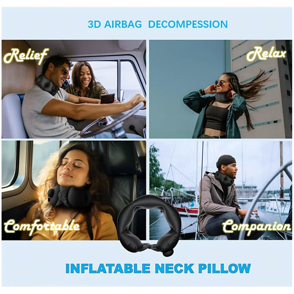 Inflatable travel and camping neck pillow - view 5
