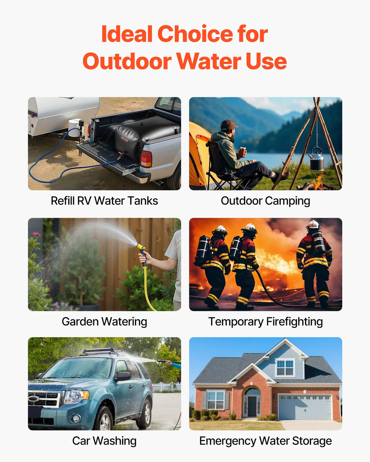 Collapsible 63.4 gallon water storage bladder
