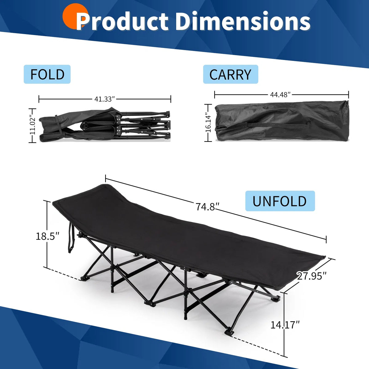 Folding Camping Cot with Soft Pad - view 3