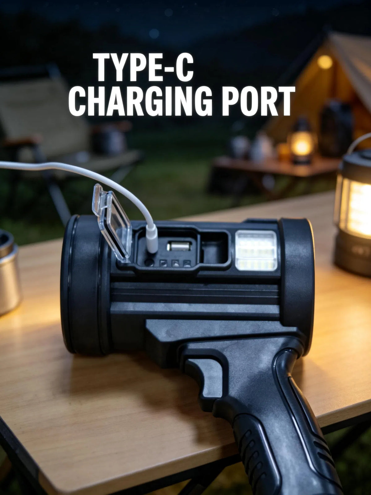 Rechargeable Handheld Spotlight with Solar Panel & COB Side Light - view 7