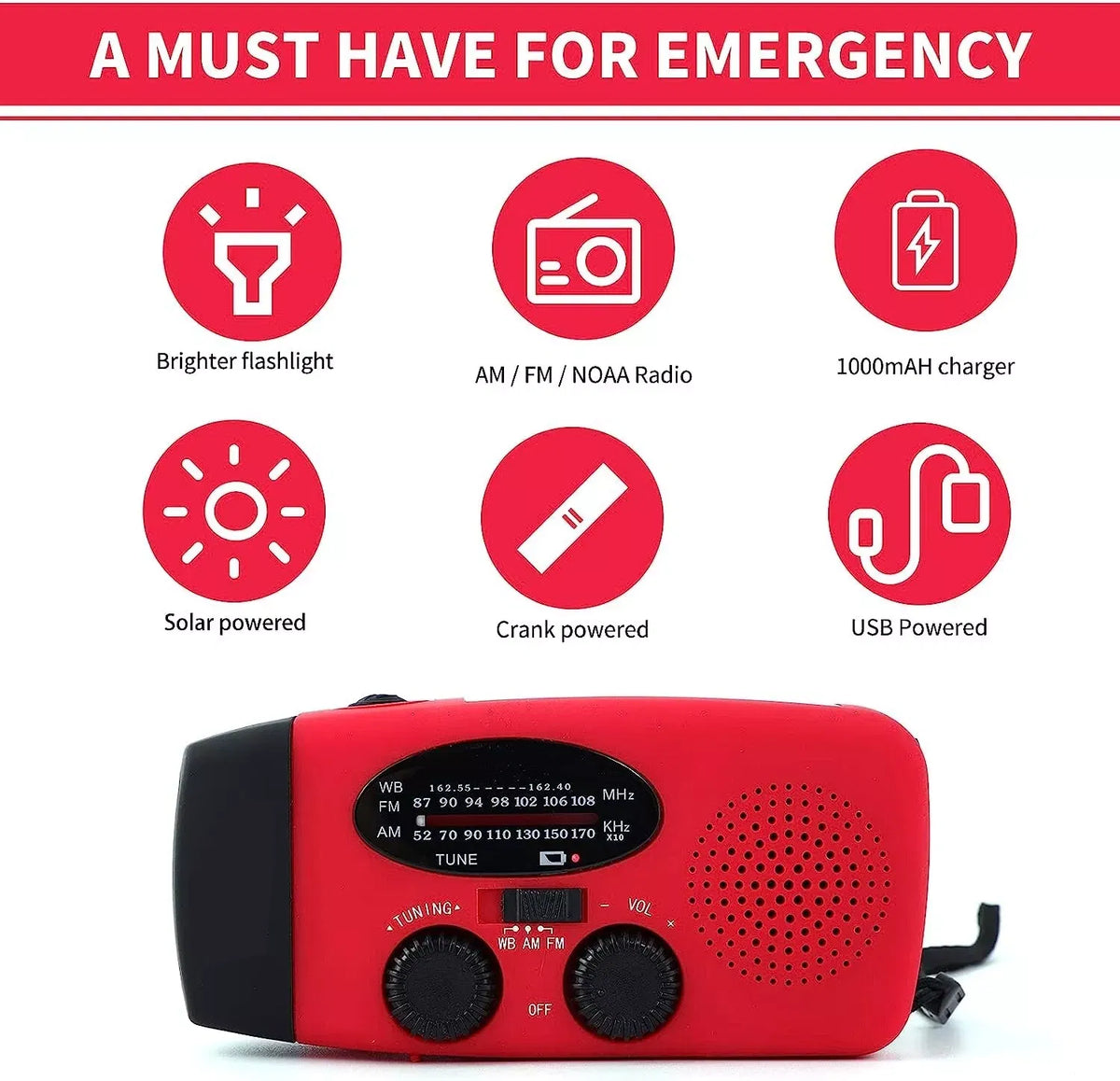 Emergency Hand-Crank Solar Weather Radio - view 7