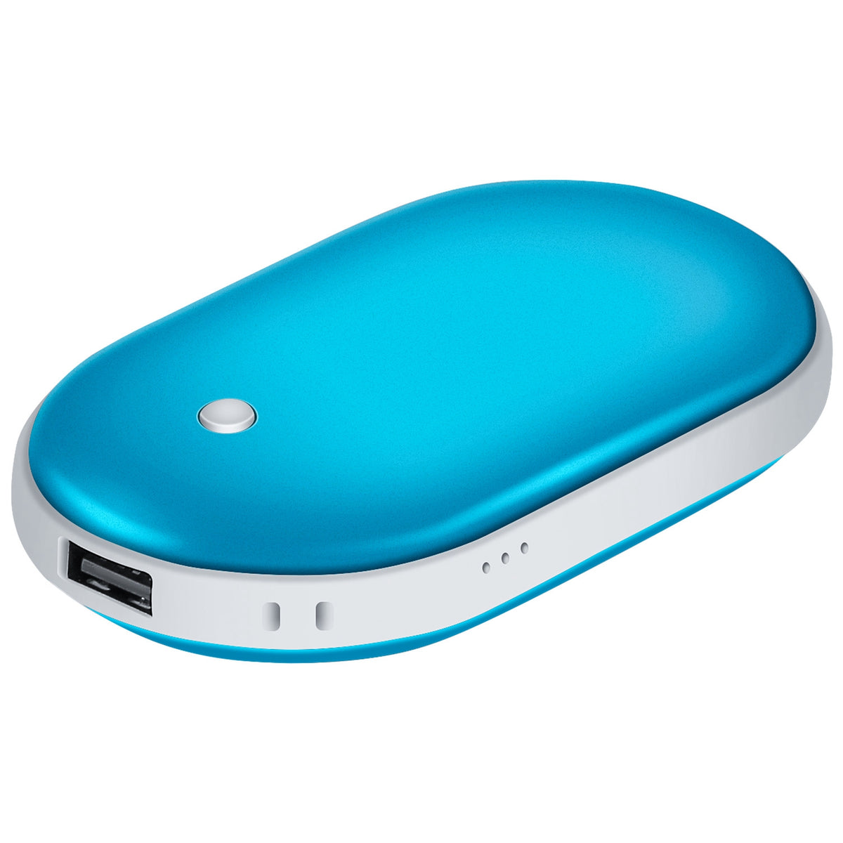 Blue rechargeable hand warmer and power bank
