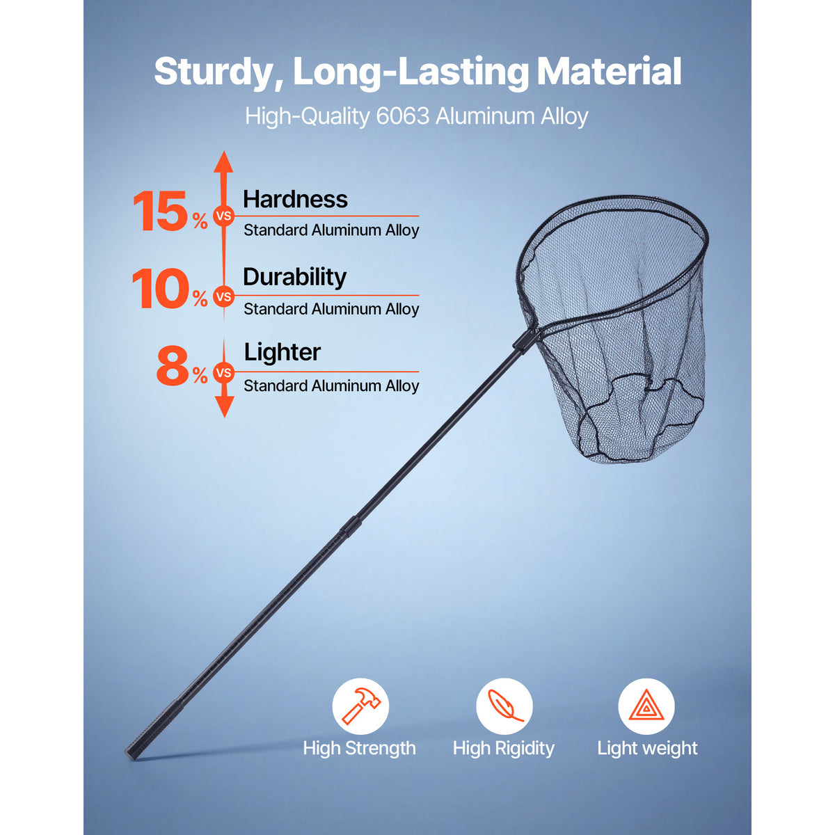 Telescopic fishing landing net with aluminum handle - view 5