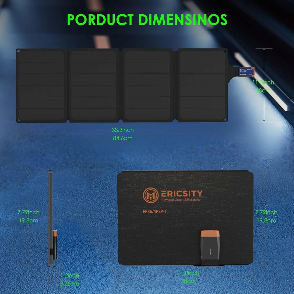 36W foldable solar panel charger - view 2