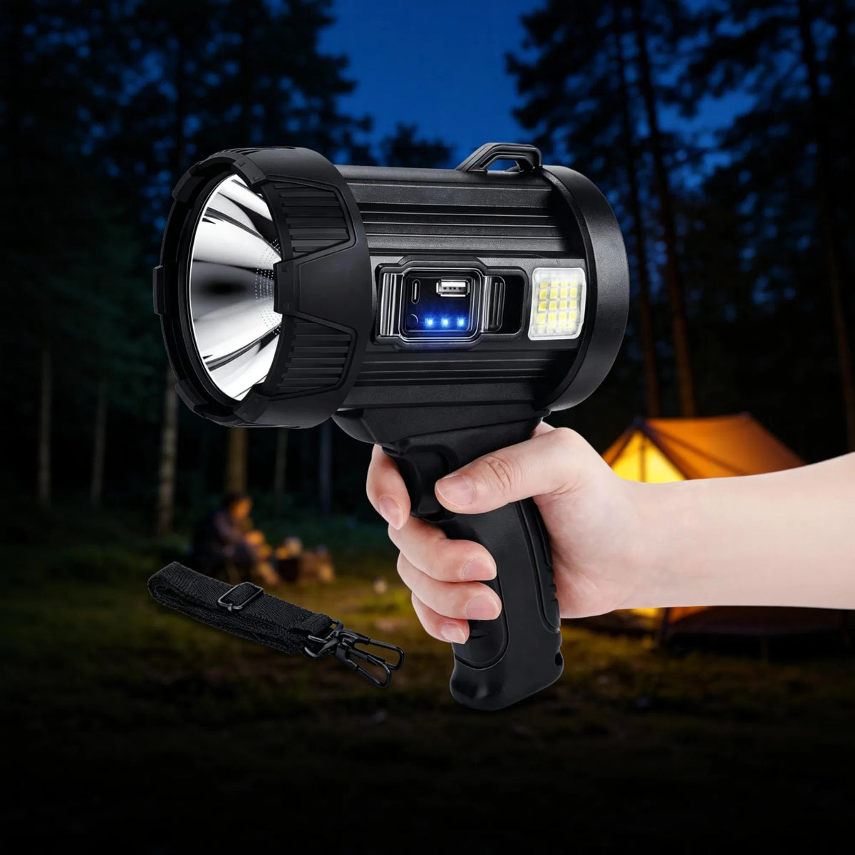 Rechargeable Handheld Spotlight with Solar Panel & COB Side Light - view 8