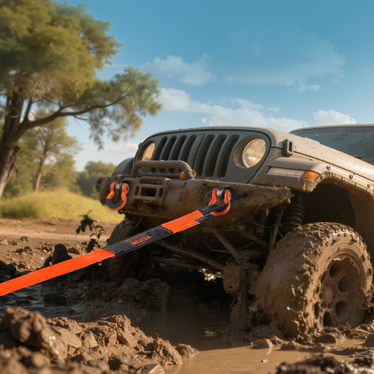 Heavy duty tow strap with D-ring shackles - view 6