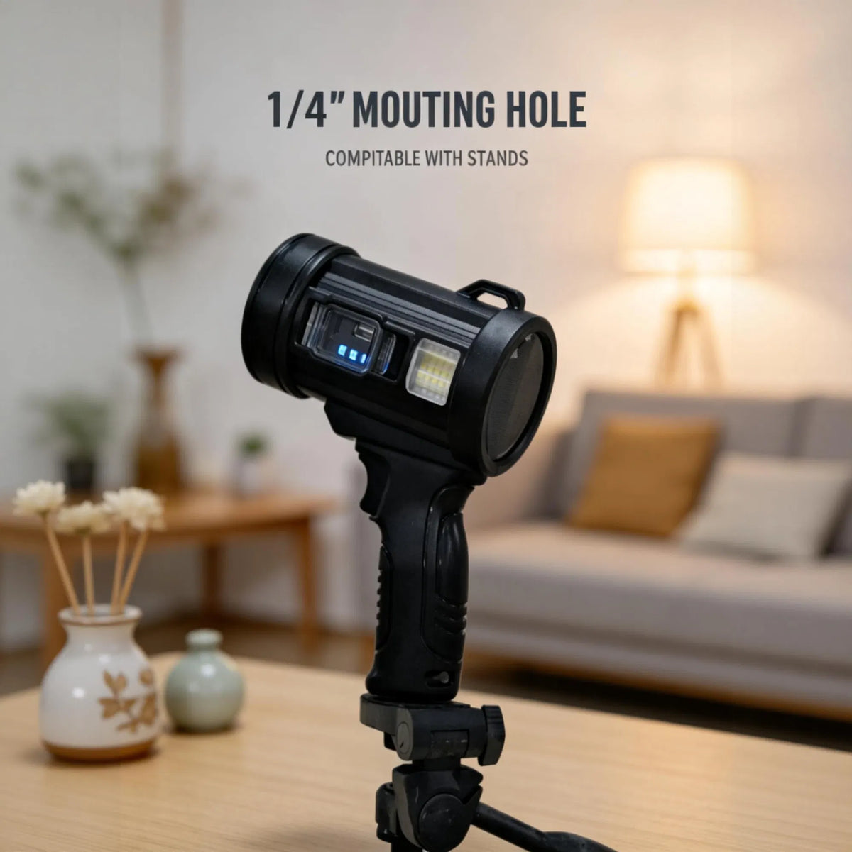 Rechargeable Handheld Spotlight with Solar Panel & COB Side Light - view 5