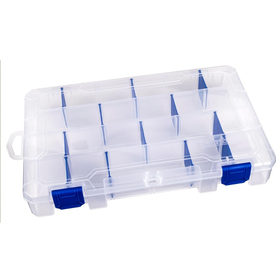 Clear fishing tackle box with anti-rust dividers