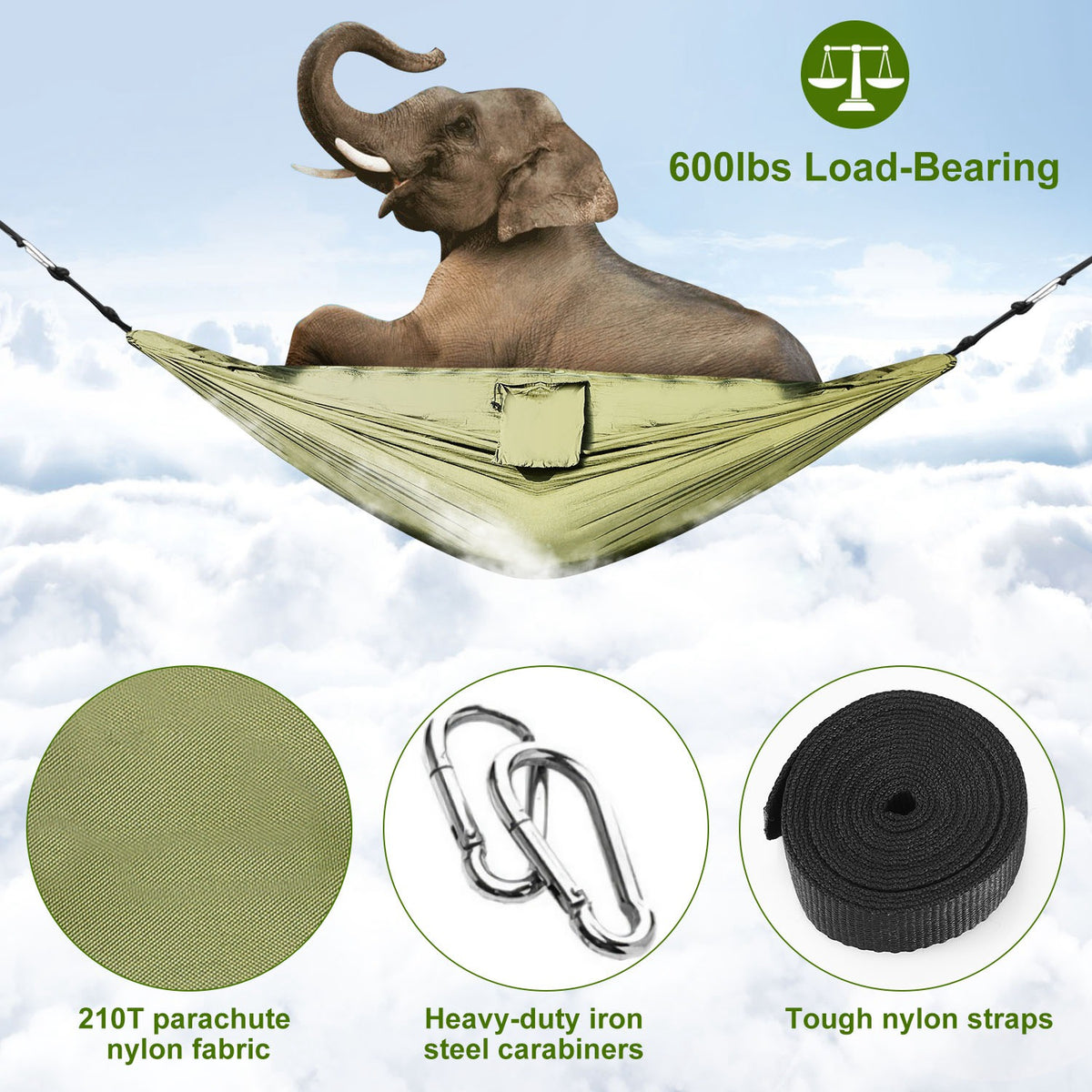 Double camping hammock with mosquito net - view 2