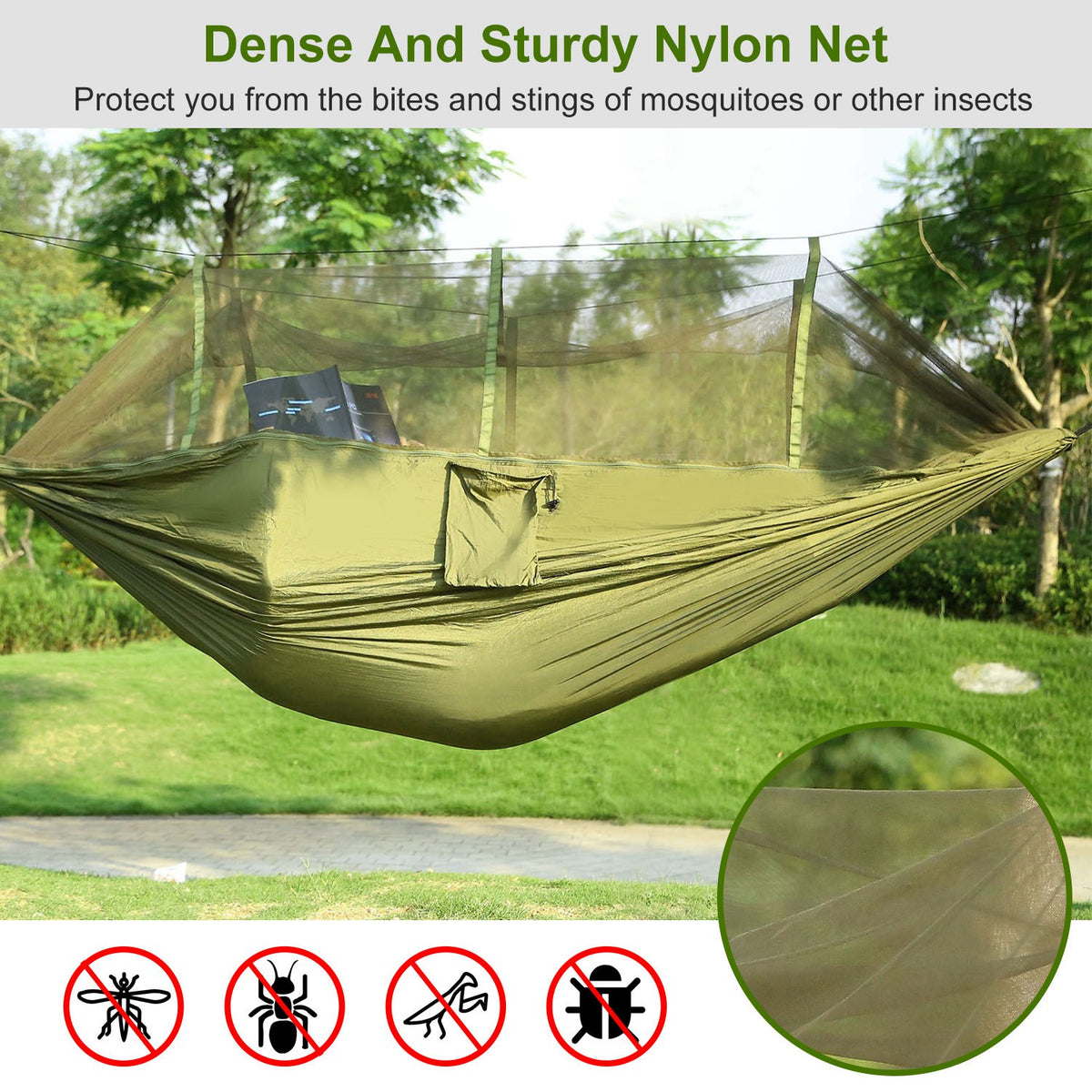 Double camping hammock with mosquito net - view 5