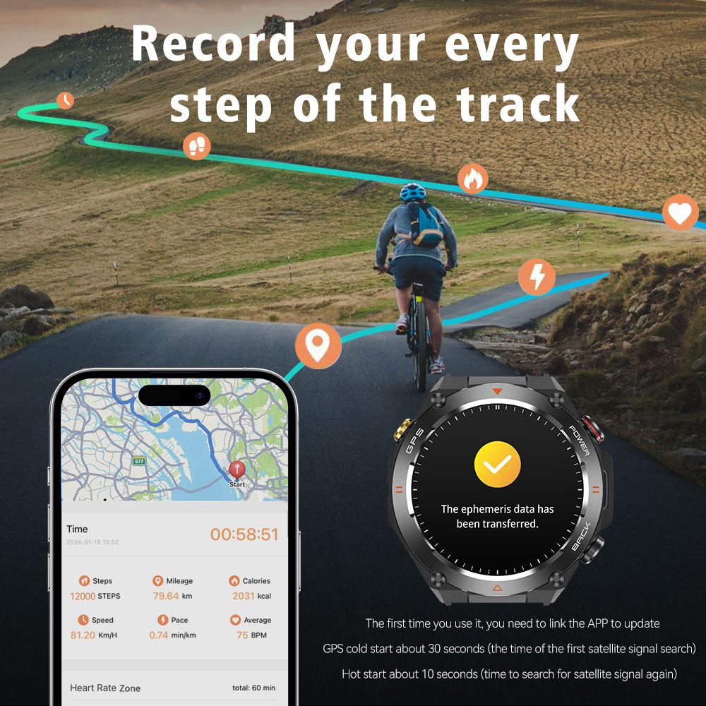 GPS Outdoor Smart Watch with Altimeter, Barometer & Compass - view 3