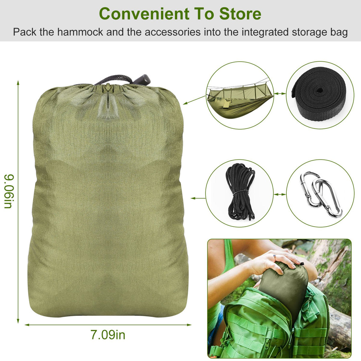 Double camping hammock with mosquito net - view 6