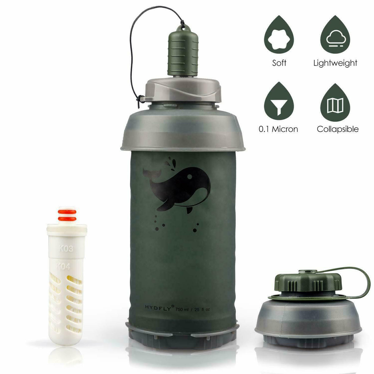 Collapsible Filter Water Bottle 26 oz - view 4
