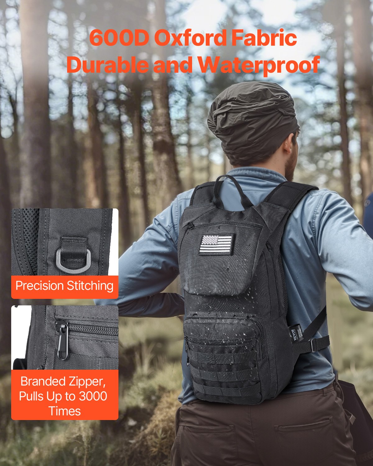 Tactical MOLLE hydration backpack with 3L bladder - view 2