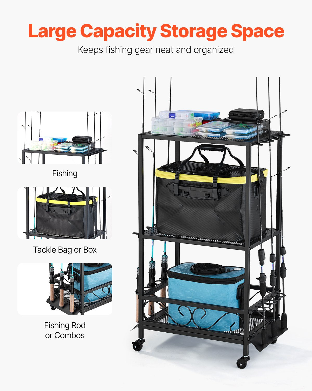 Rolling Fishing Rod Rack Cart - view 4