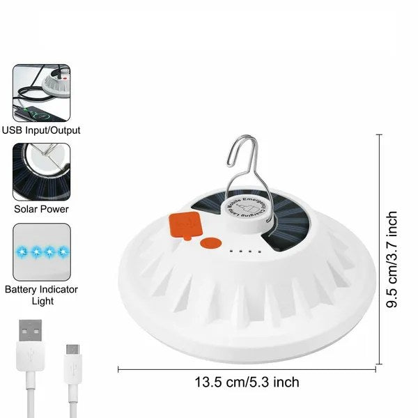 Rechargeable 60-LED Camping Tent Light - USB & Solar Lantern - dimensions