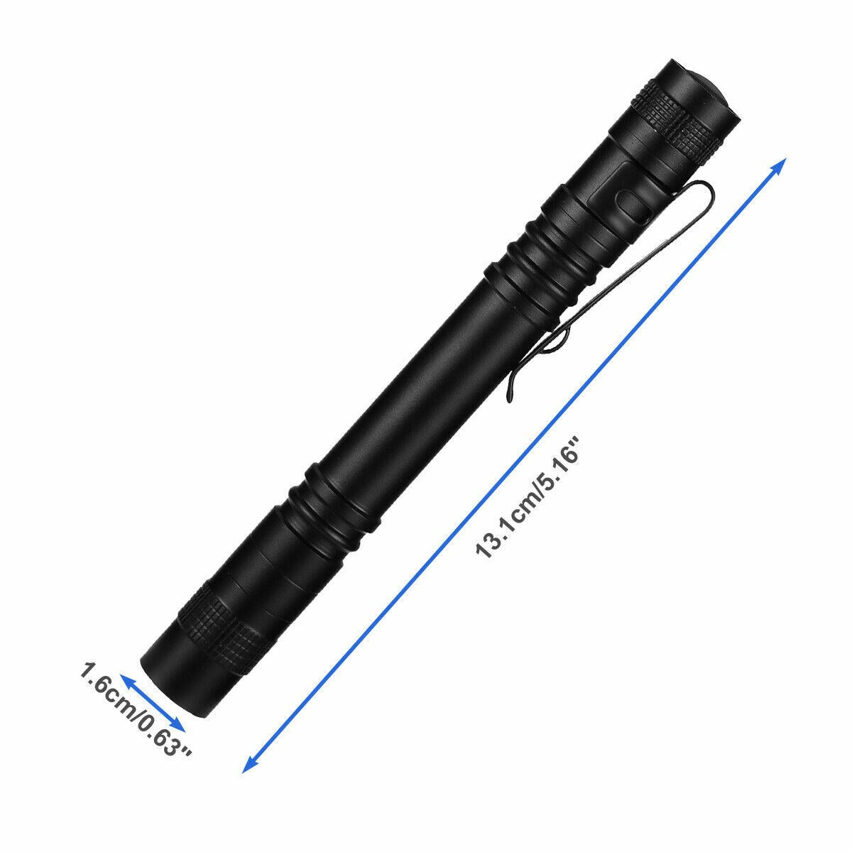 Mini Tactical LED Penlight 2-Pack - Pocket Flashlight with C - dimensions